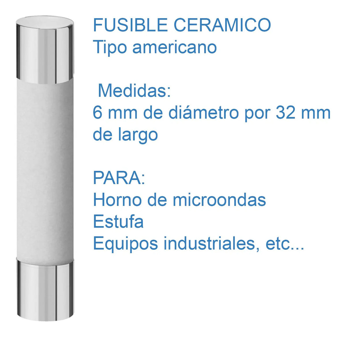 5 Fusibles Repuesto Ceramico Tipo Americano 15 Amper 250vac