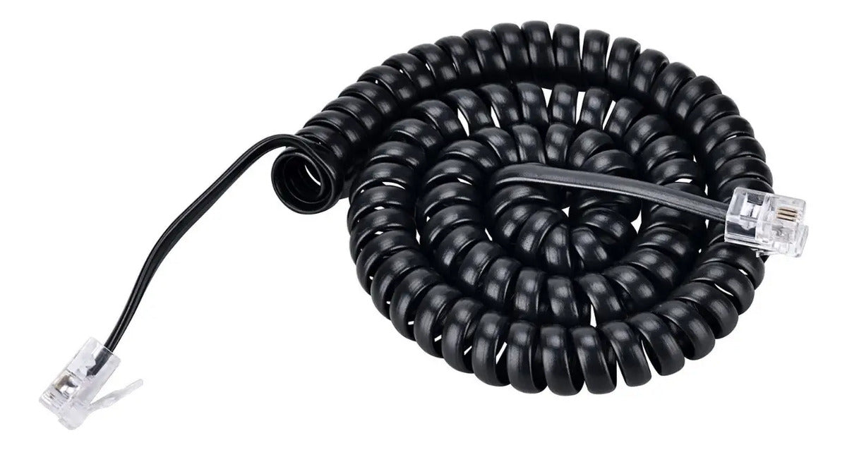 Cable Espiral Plug A Plug Rj9 De 2.1m Para Auricular Telefón
