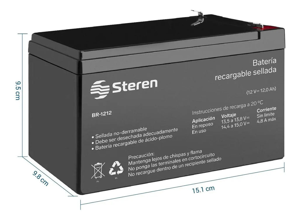 Bateria Recargable Steren Br-1212 12v 12ah Sellada Sin Mtto