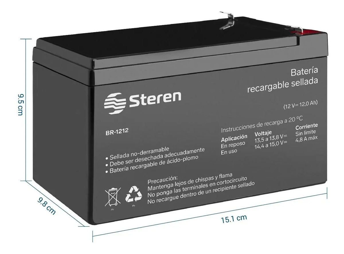 Bateria Recargable Steren Br-1212 12v 12ah Sellada Sin Mtto