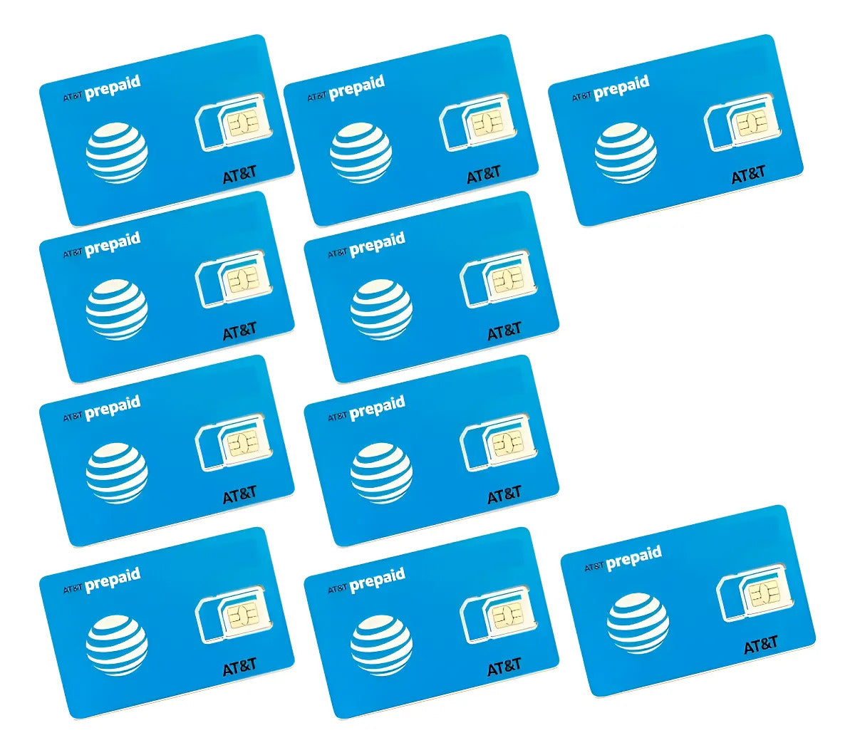 10pz-chip Att Para Cualquier Telefono Celular 3g 4g Lada 444