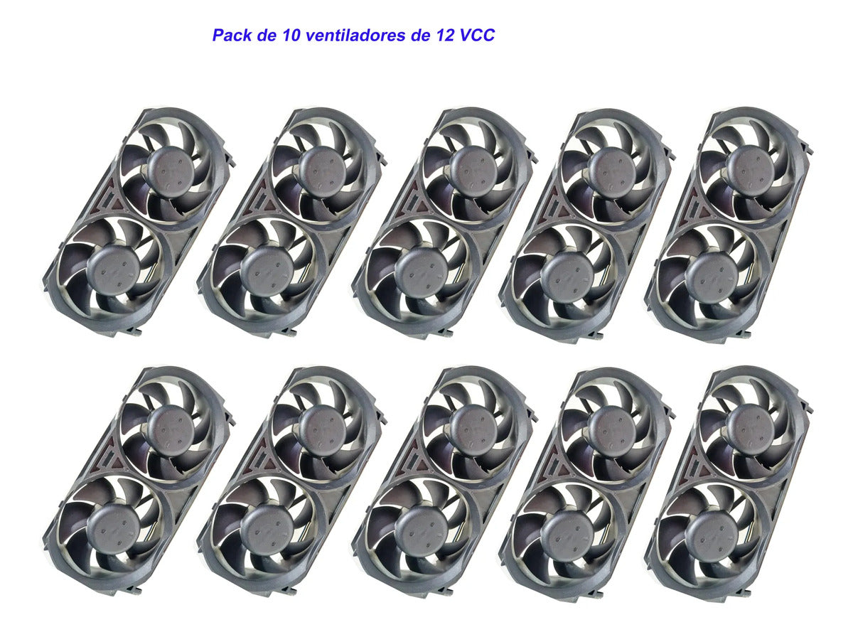 10pz-ventilador Doble De 12v Plastico 70mm P/ Pc Videojuegos