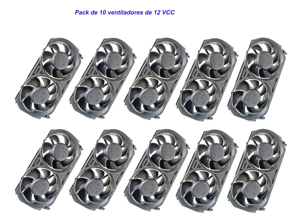 10pz-ventilador Doble De 12v Plastico 70mm P/ Pc Videojuegos