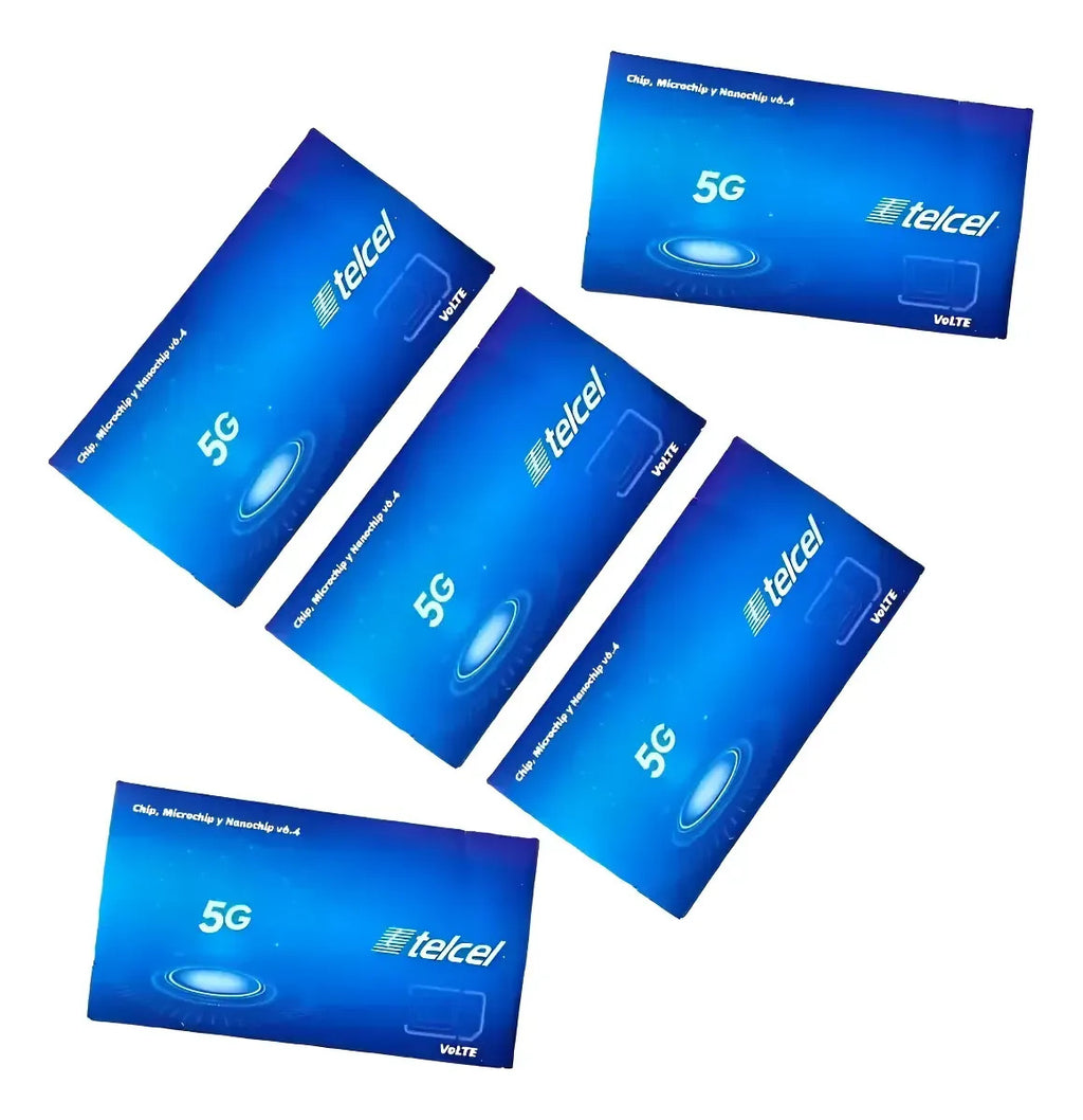 5 Chips Sim Telcel 4g Lte Prepago Lada 496 Ojuelos Jalisco