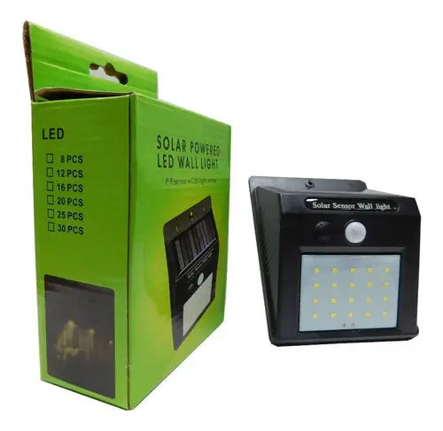 Lampara Solar Led 20 Leds Con Sensor De Mov. Y Panel Solar
