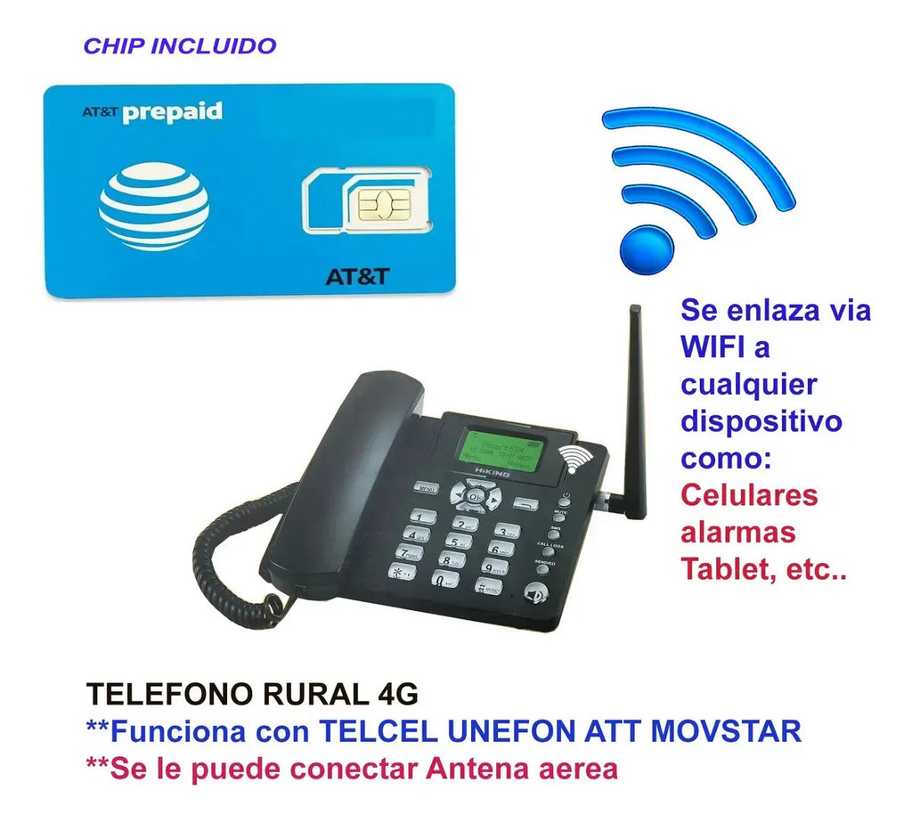 Telefono Rural Con Wifi Hotspot 8dispositivos +chip Att
