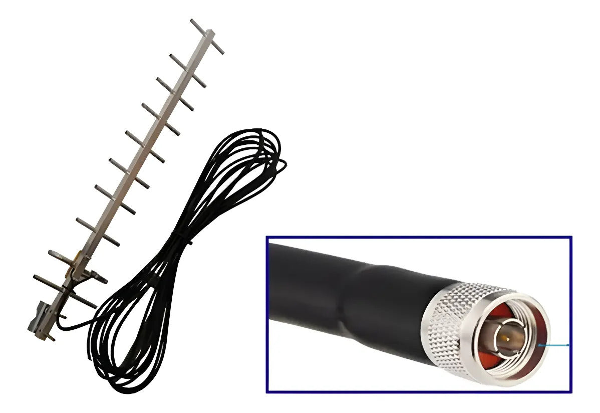 Antena Yagi Conector N Amplif Repetidor Telcel 4g Cable 10mt