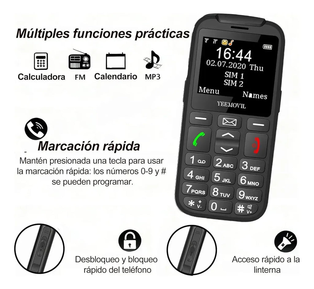 Celular 4g Con Botones Grandes Volumen Alto + Chip Telcel