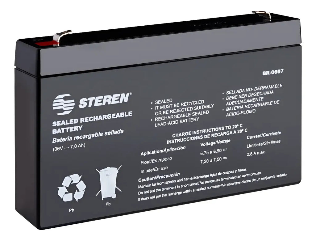 Batería Steren Pila Br-0612 6v 12ah Recargable Con Cargador