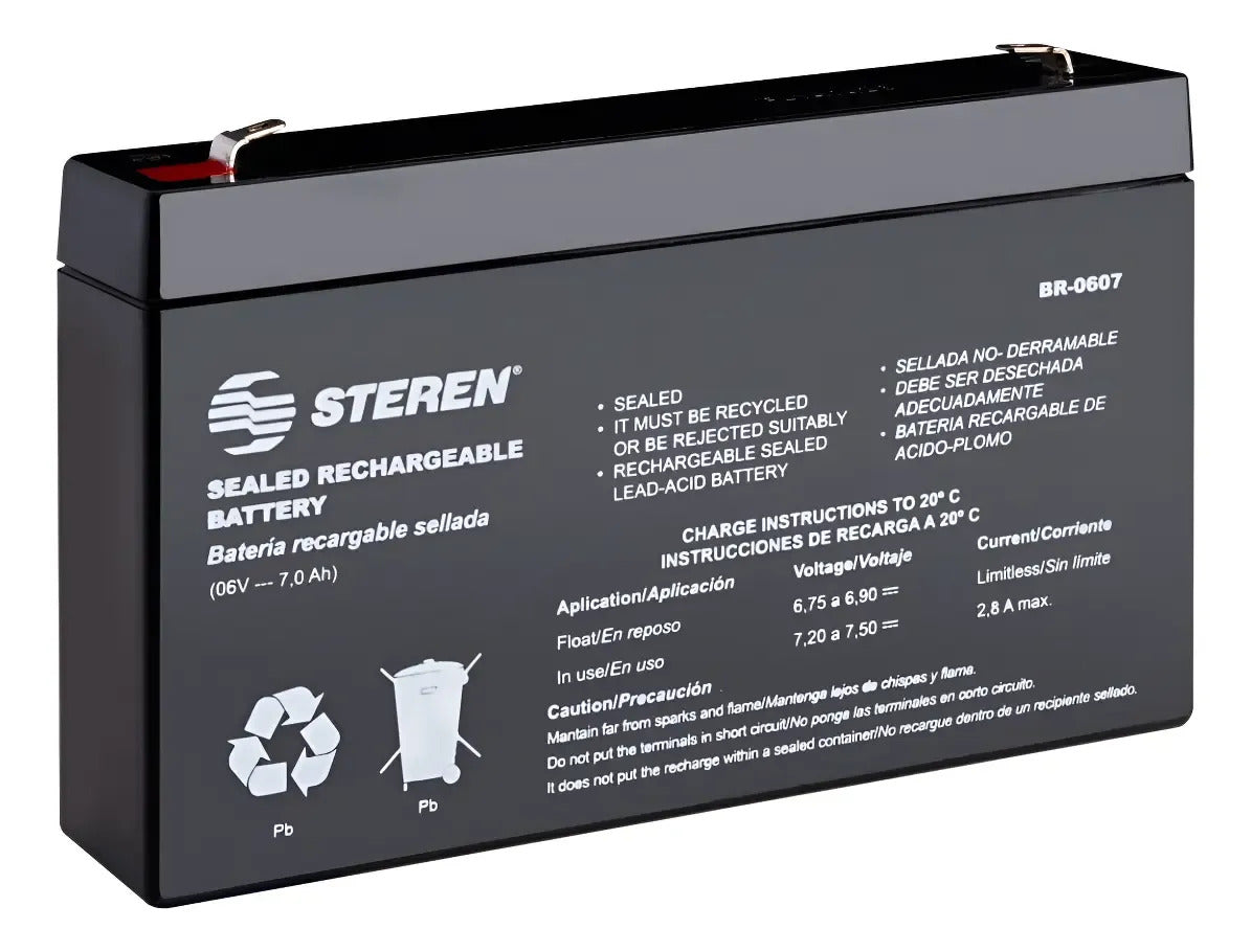 Batería Steren Pila Br-0612 6v 12ah Recargable Con Cargador