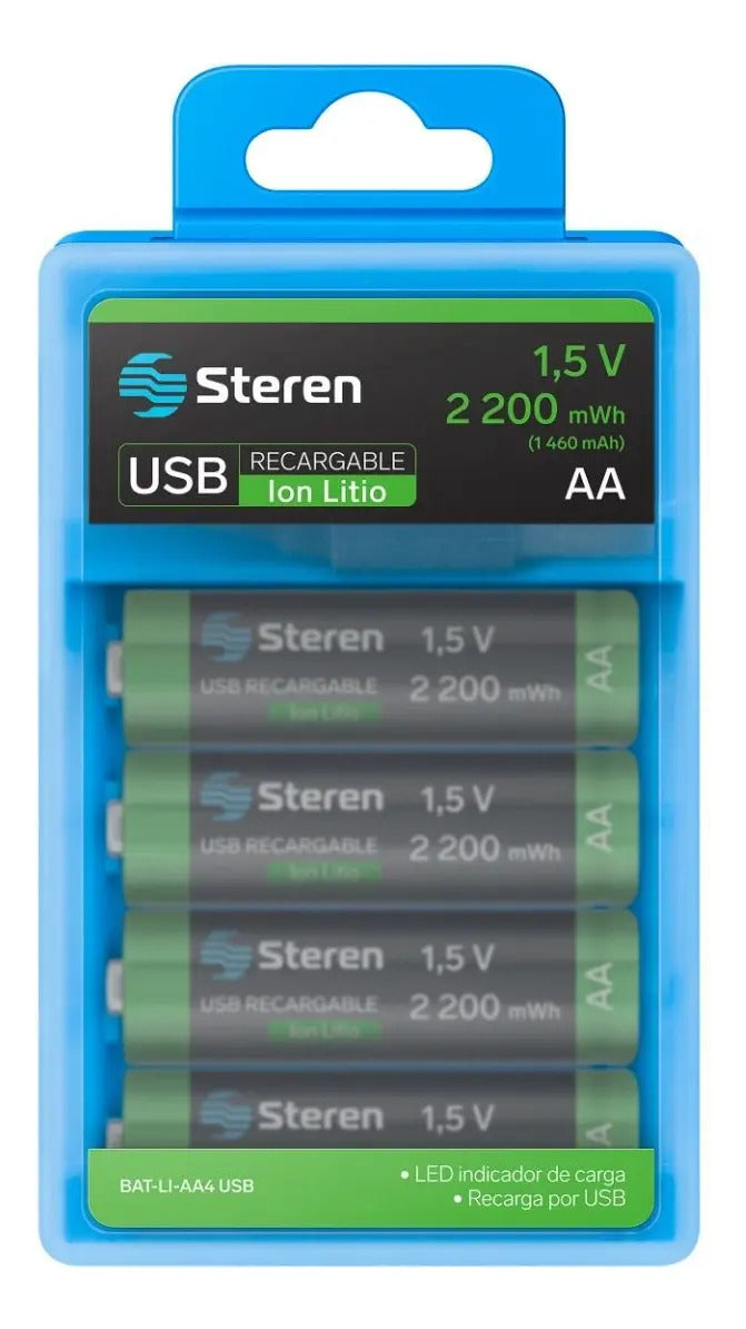 4 Baterías Recargables Usb Li-ion Tipo Aa, De 1460 Mah