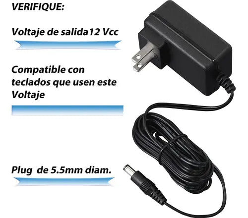 Fuente Eliminador Para Teclados Yamaha 12v Ypg-235 Psr-e453