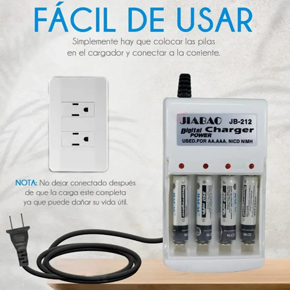 Cargador De Pilas Aa Y Aaa + 4 Pilas Aaa