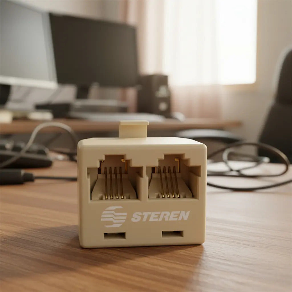 Adaptador Telefonico De 2 Jacks A 1 Plug De 4 Contactos
