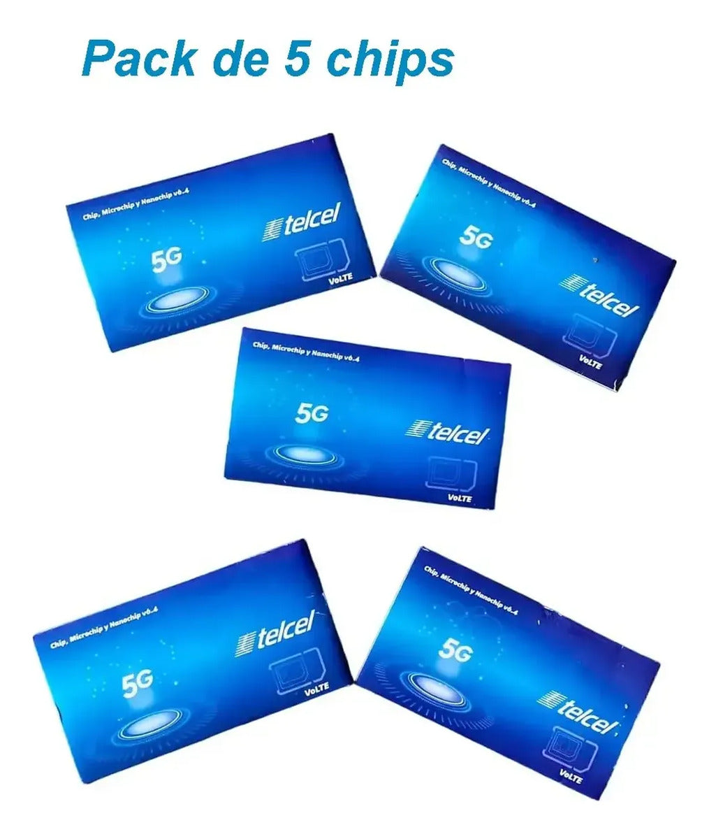 5 Chips Sim Telcel 4g Lte Prepago Lada 473 Guanajuato