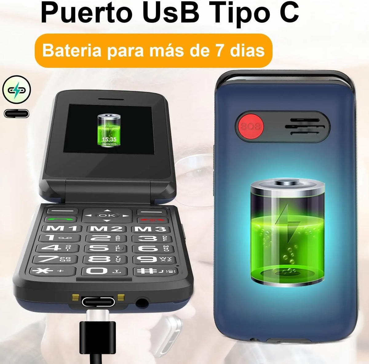 Teléfono Plegable 4g Para Adultos Mayores, Contesta Al Abrir