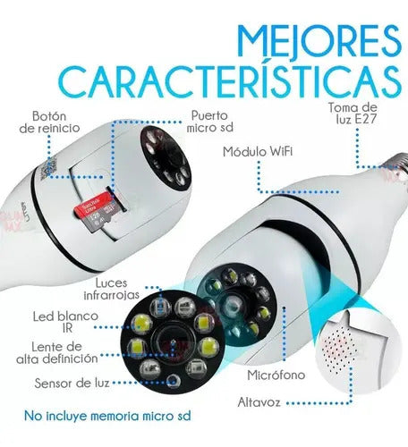 Cámara De Seguridad Wifi Inalámbrica Socket Visión Nocturna