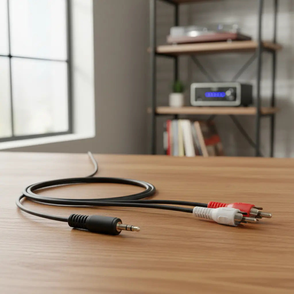 Cable Adaptador 2 Plugs Rca A Plug 3.5 Mm Estereo De 15cms