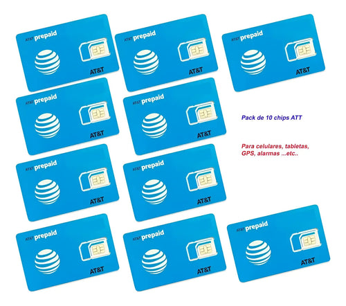10pz-chip Att Para Cualquier Telefono Celular 3g 4g Lada 444