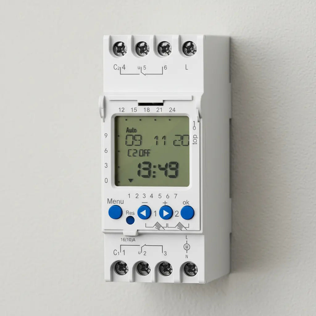 Temporizador Timer Industrial 2 Canales Para Calefaccion Luz