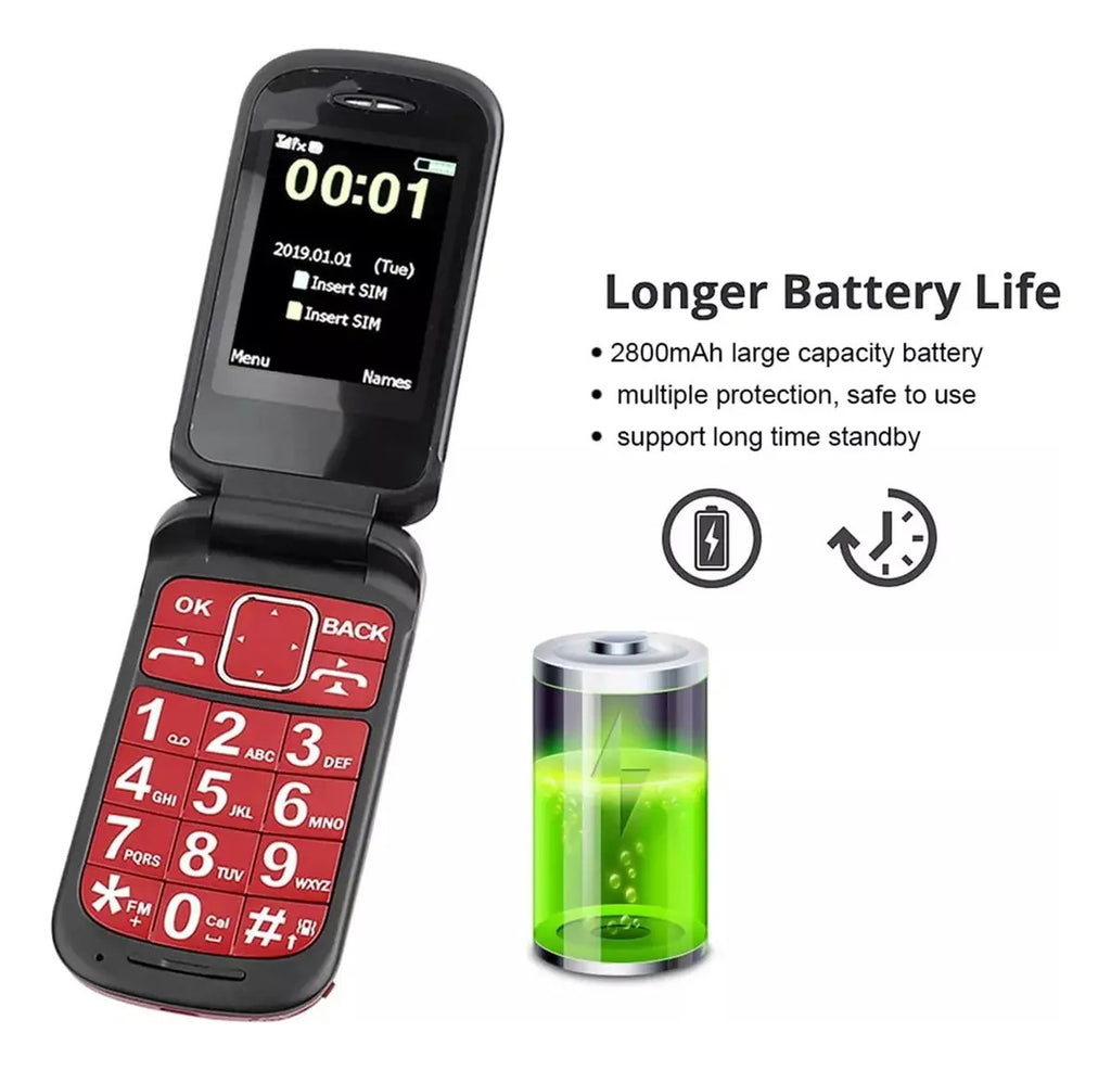 Telefono Celular Folder Tapa P/adulto Mayor Contesta Al Abrir