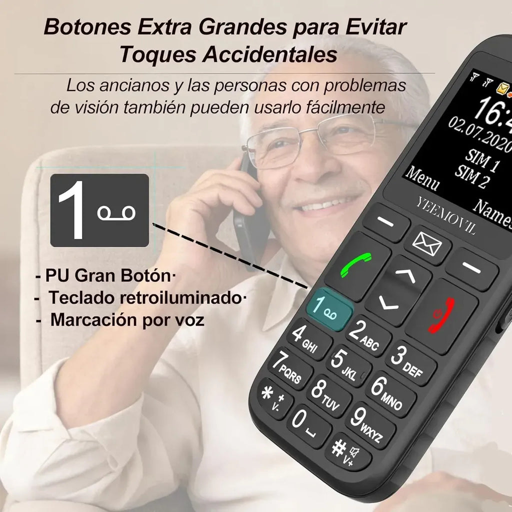 Celular 4g Con Botones Grandes Volumen Alto + Chip Telcel