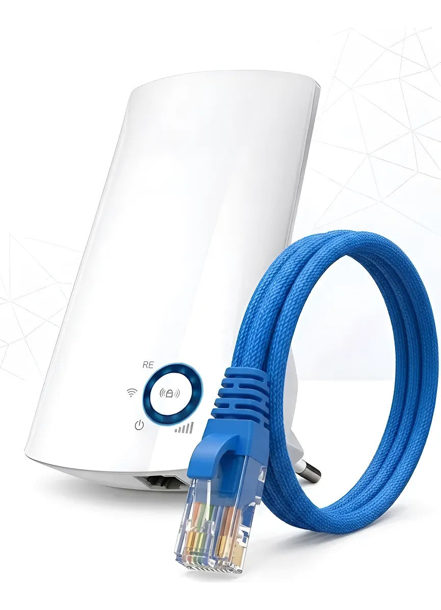 Repetidor Extensor Señal Wifi 300mbps + Cable De Red 5 Mts