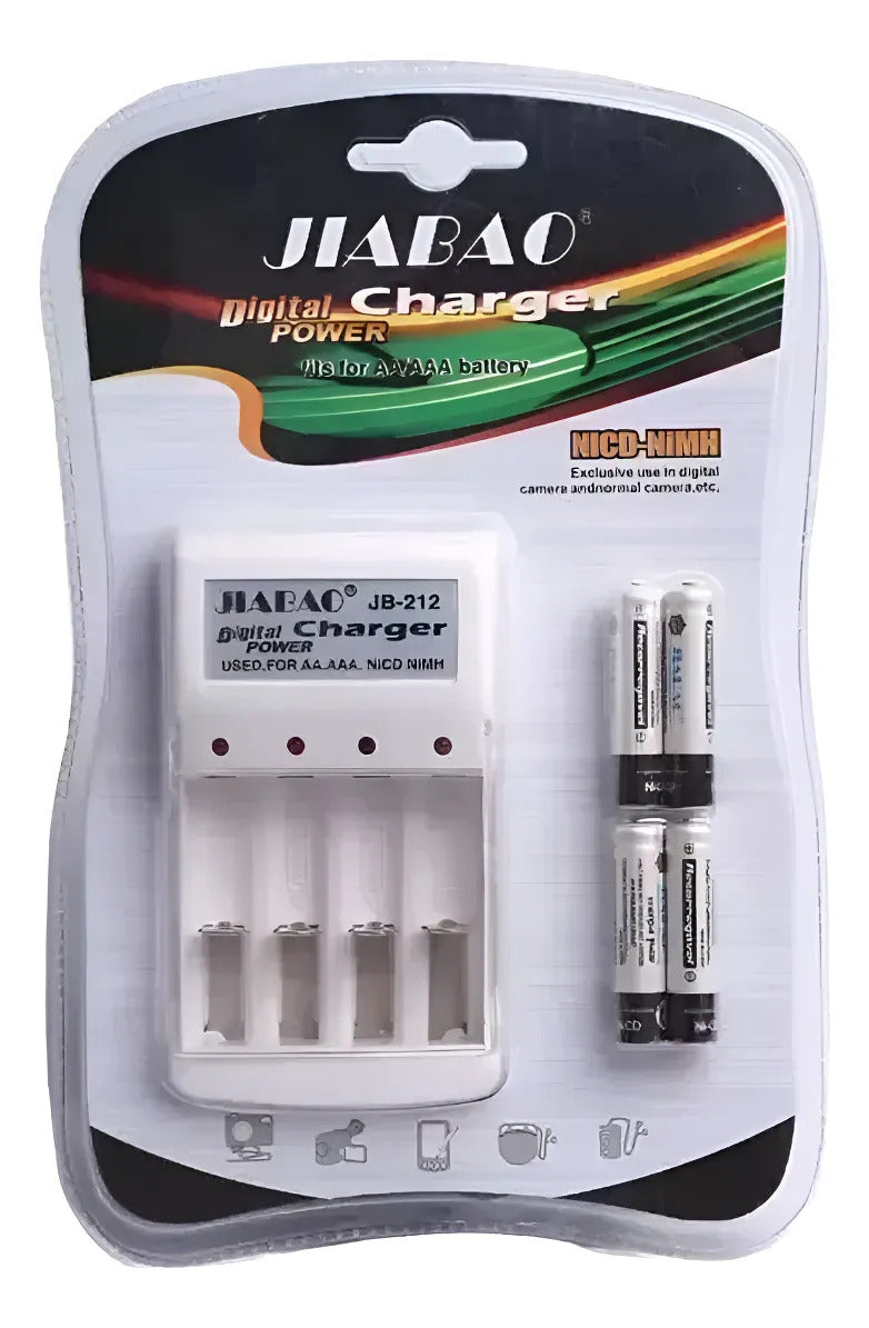 Cargador De Pilas Aa Y Aaa + 4 Pilas Aaa