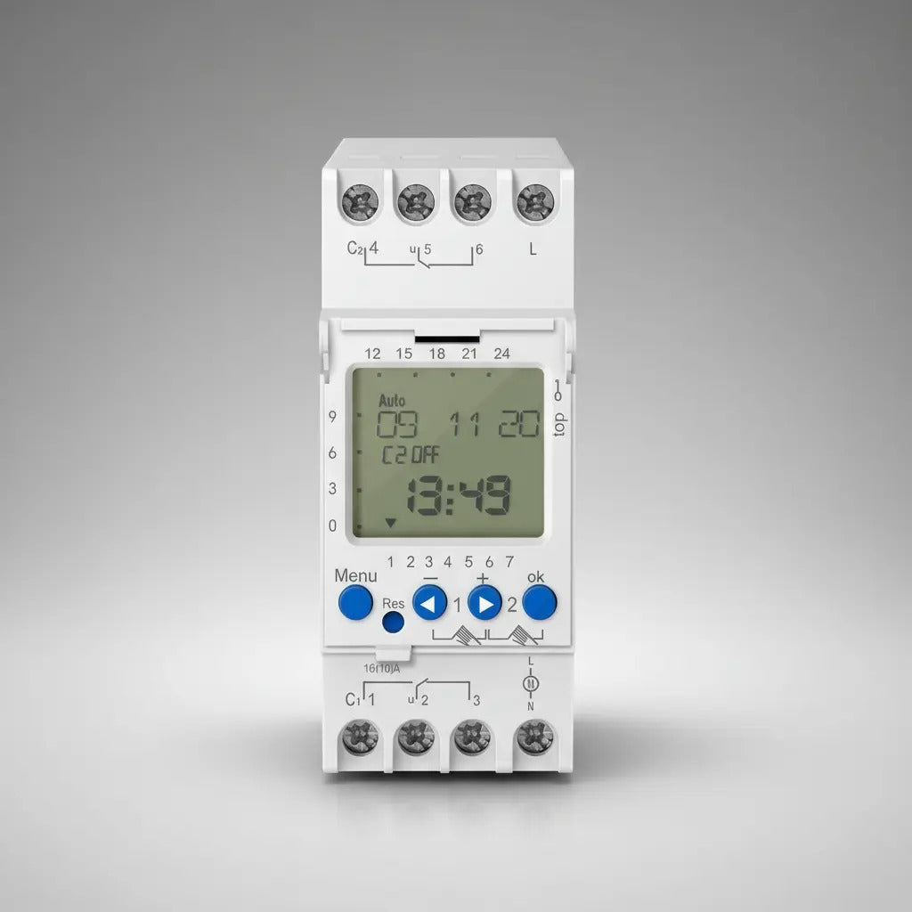 Temporizador Timer Industrial 2 Canales Para Calefaccion Luz