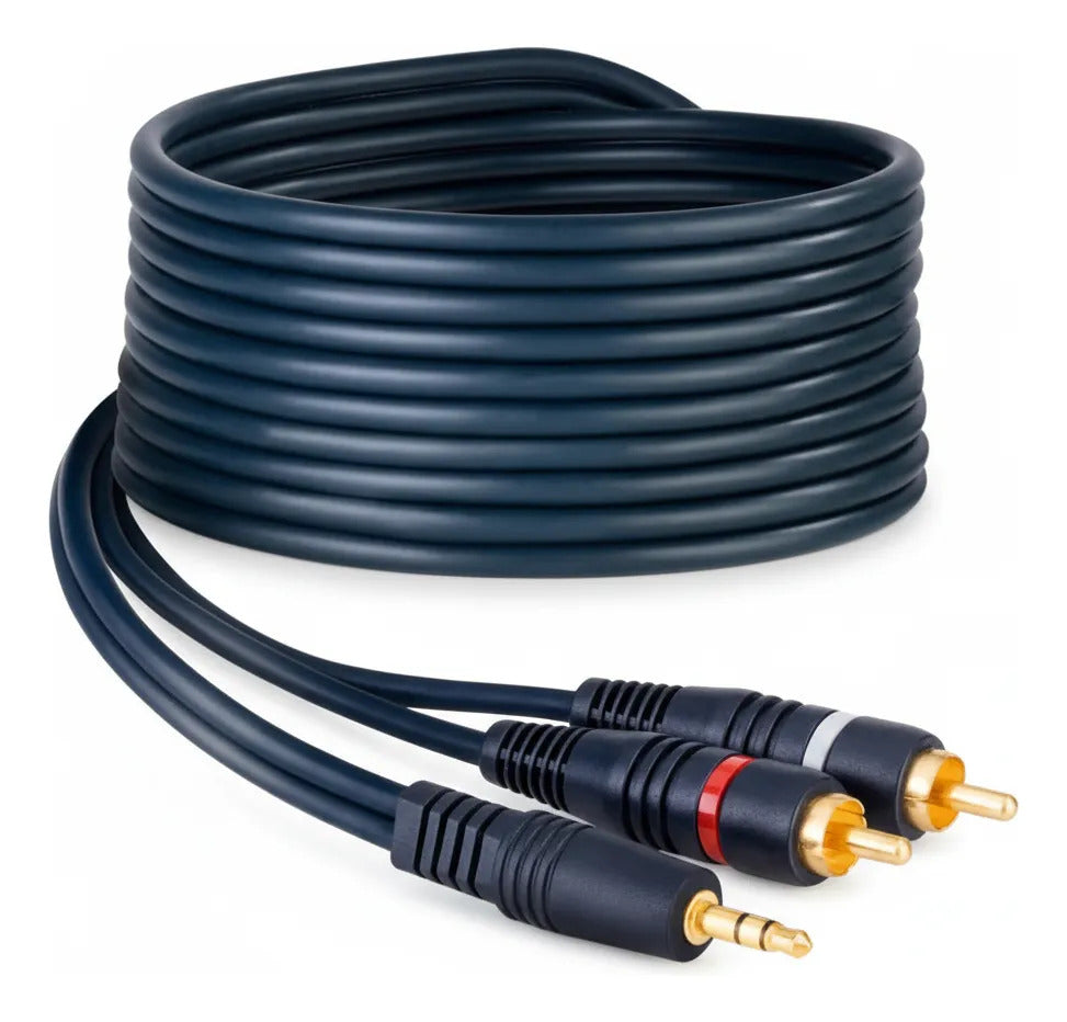 Cable Plug 3,5 Mm A 2 Plug Rca De 1,8 M Con Conectores Dorad