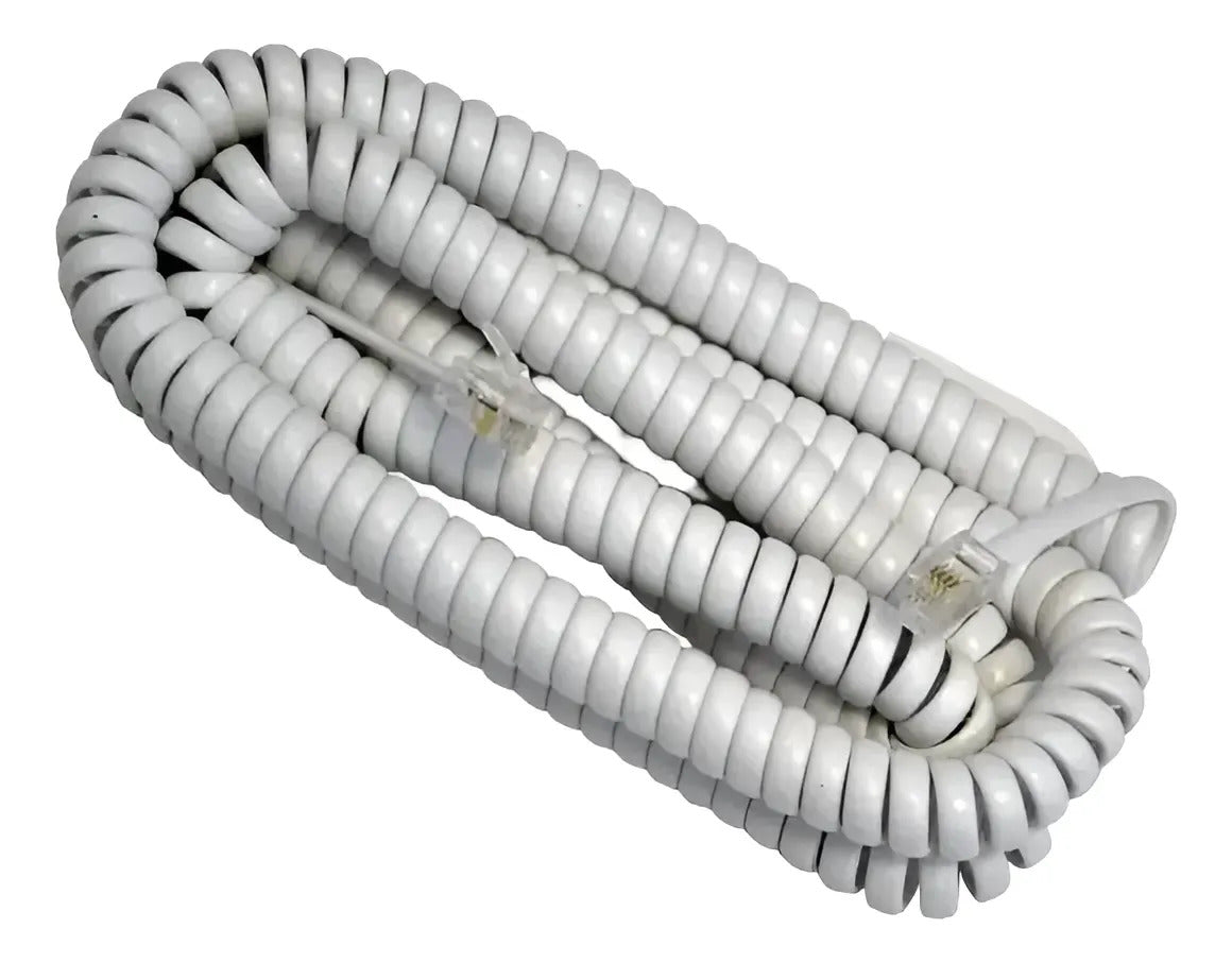 2pz Cable Espiral Plug A Plug Rj9 7m Para Teléfono Telmex