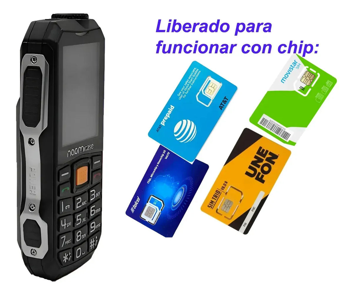 Teléfono Celular Uso Rudo Para Adultos Mayores + Chip Unefón