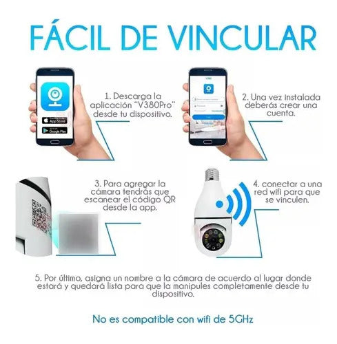 Cámara De Seguridad Wifi Inalámbrica Socket Visión Nocturna