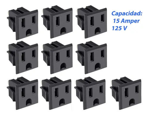10pz- Conector Tomacorriente Para Chasis /cara Plana 905-120