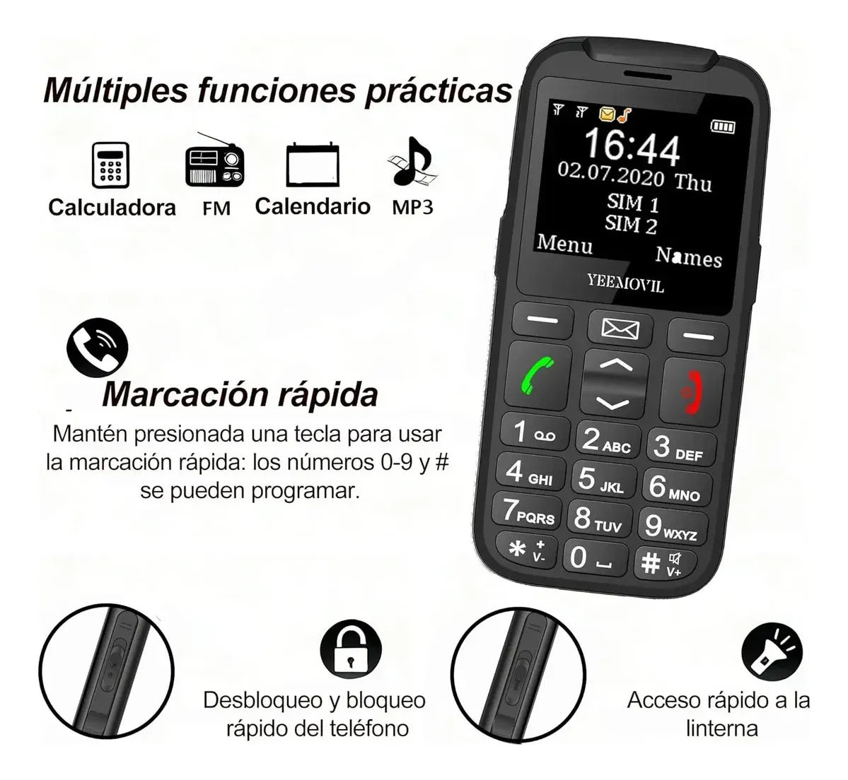 Celular 4g Con Botones Grandes Volumen Alto + Chip Att