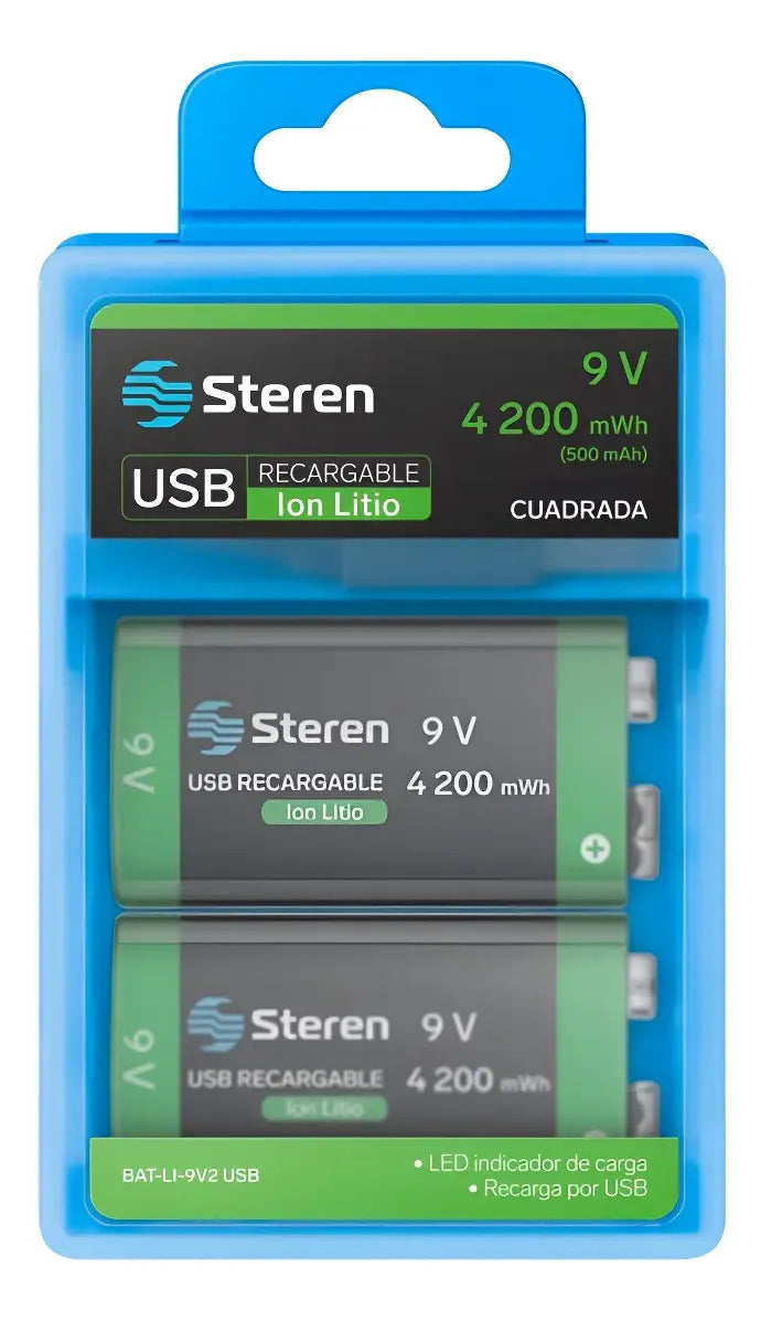 2 Pz Bateria Pila Recargable 9v Cuadrada Bat-nm-9v +cargador
