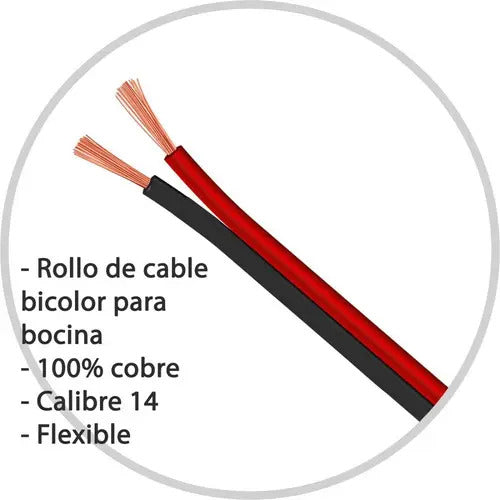 10 Metros Cable Dúplex Cobre Para Bocina 14 Awg Pot14bi-500