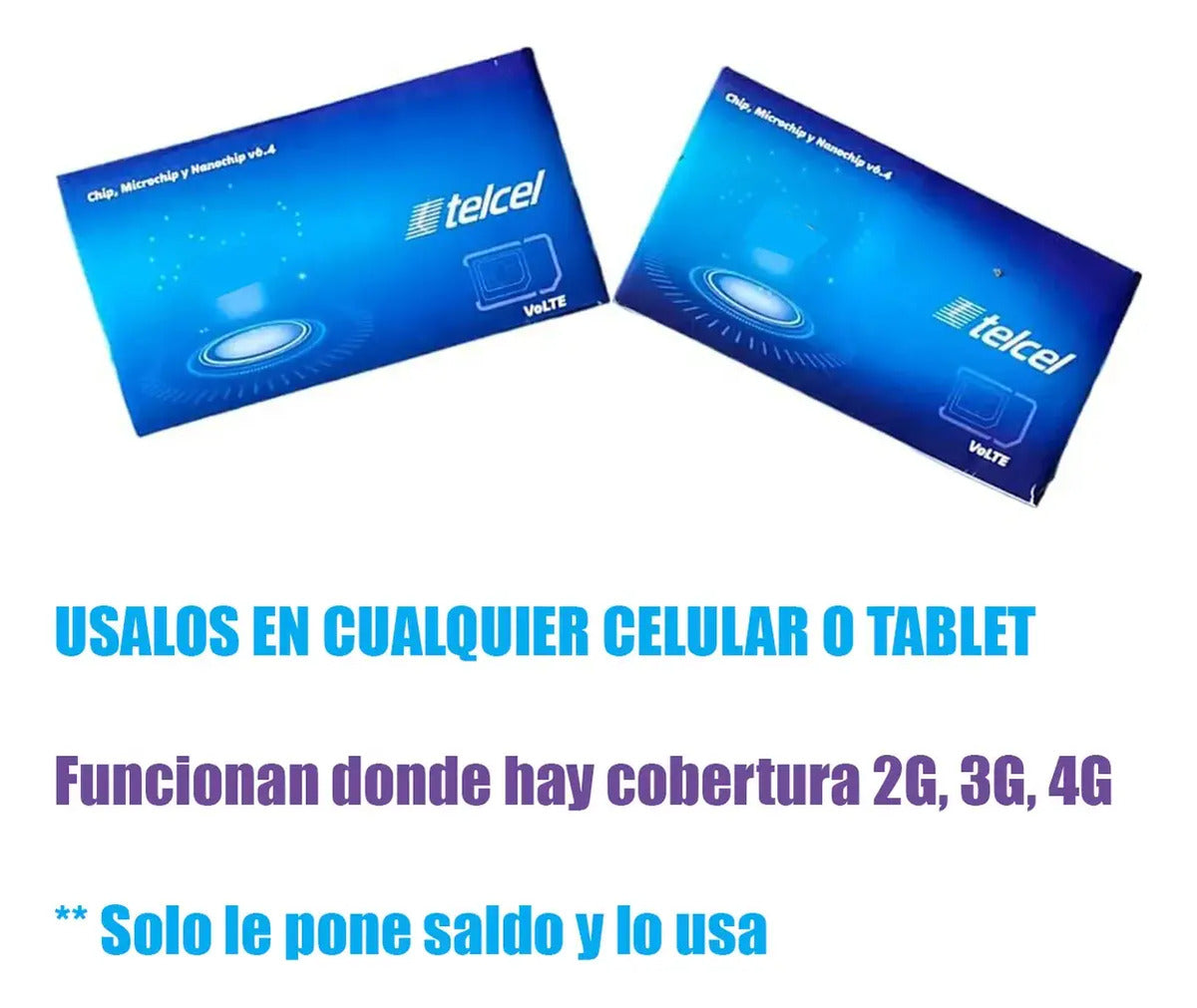 2pz Chips Telcel Expres 3/4g Lte Lada Aguascalientes
