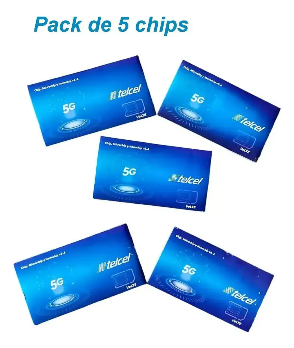5 Chips Sim Telcel 4g Lte Prepago Lada 487 Ciudad Fernandez